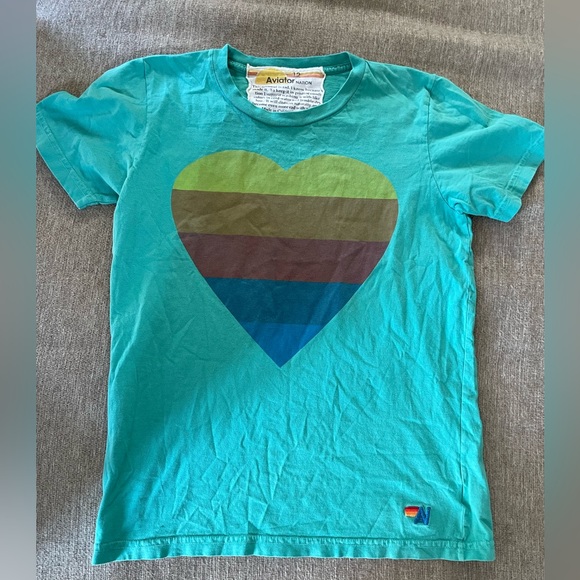 Aviator Nation Other - AVIATOR NATION - Heart T'shirt - Valentine's Day - Rainbow - Retro - size 12